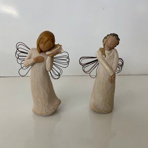Willow Tree Angel Pair with Conch Shell "Thinking of You" and "Celebrate"
